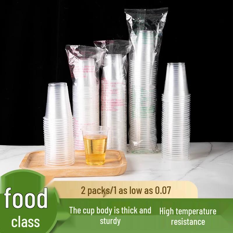 Thickened Transparent Plastic Disposable Cups for Hot Drinks - Commercial & Household Use, Large & Small Sizes