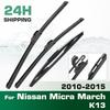 For Nissan Micra March K13 2010-2015 2011 2012 Wiper Front & Rear Wiper Blades Windshield Windscreen Window Brushes 21"+14"+12