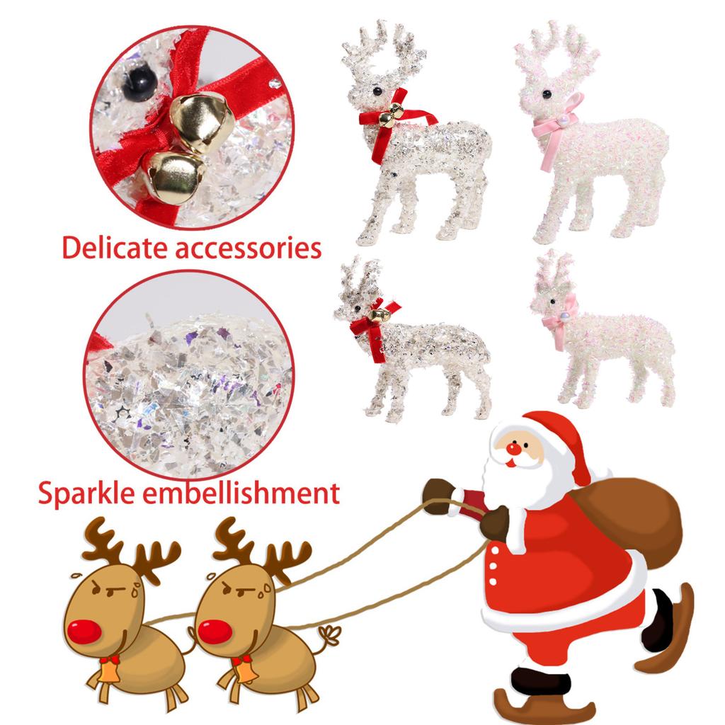 Christmas Colorful Sequined Elk Ornaments Desktop Window Atmosphere Decoration Bell Bow Deer
