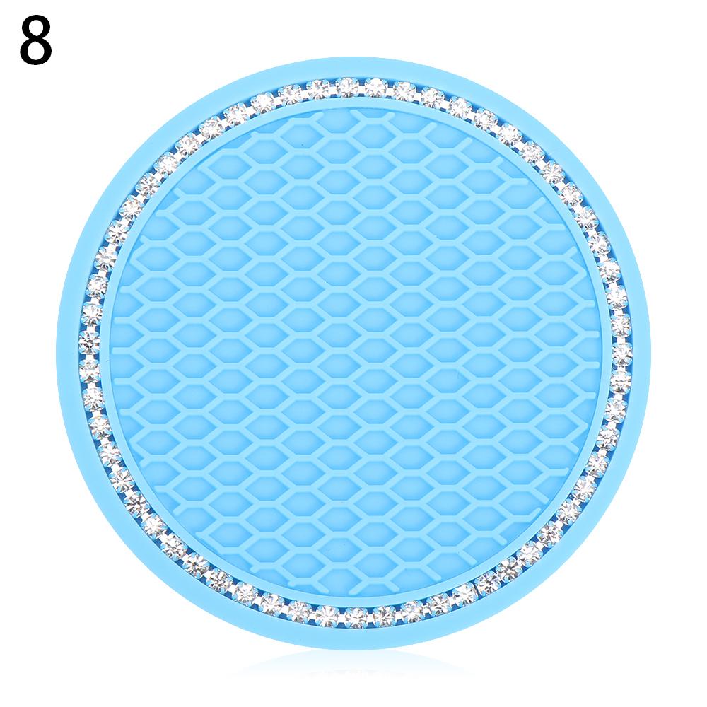 7CM Round Cup Holder Dog Paw Pattern Rhinestone Soft Silicone Anti Slip Mats Bling Crystal Car Coasters Interior Accessories