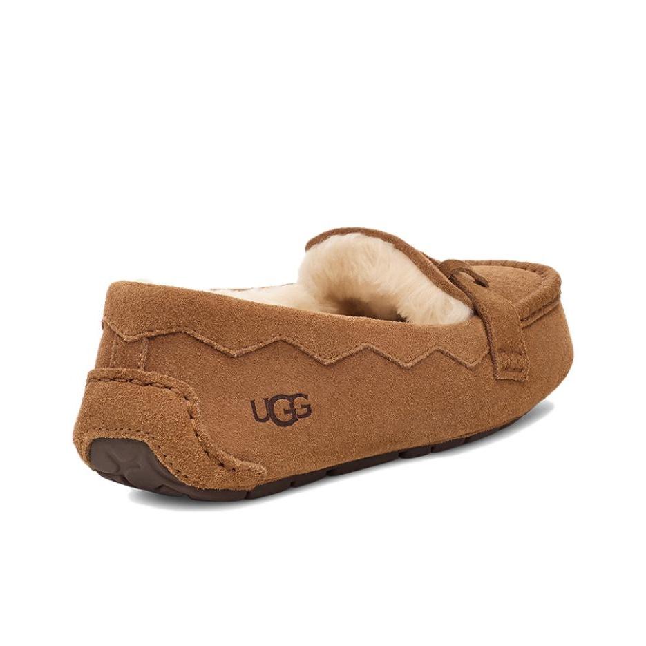 UGG Cow Split Leather Comfortable Warm Commuting Daily Casual Flats Women Flats Brown 1166891-CHE