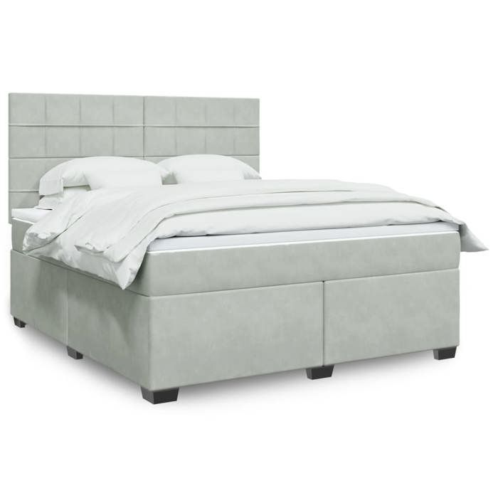 Maison Exclusive - Sommier à lattes de lit et matelas Gris clair 180x200cm Velours