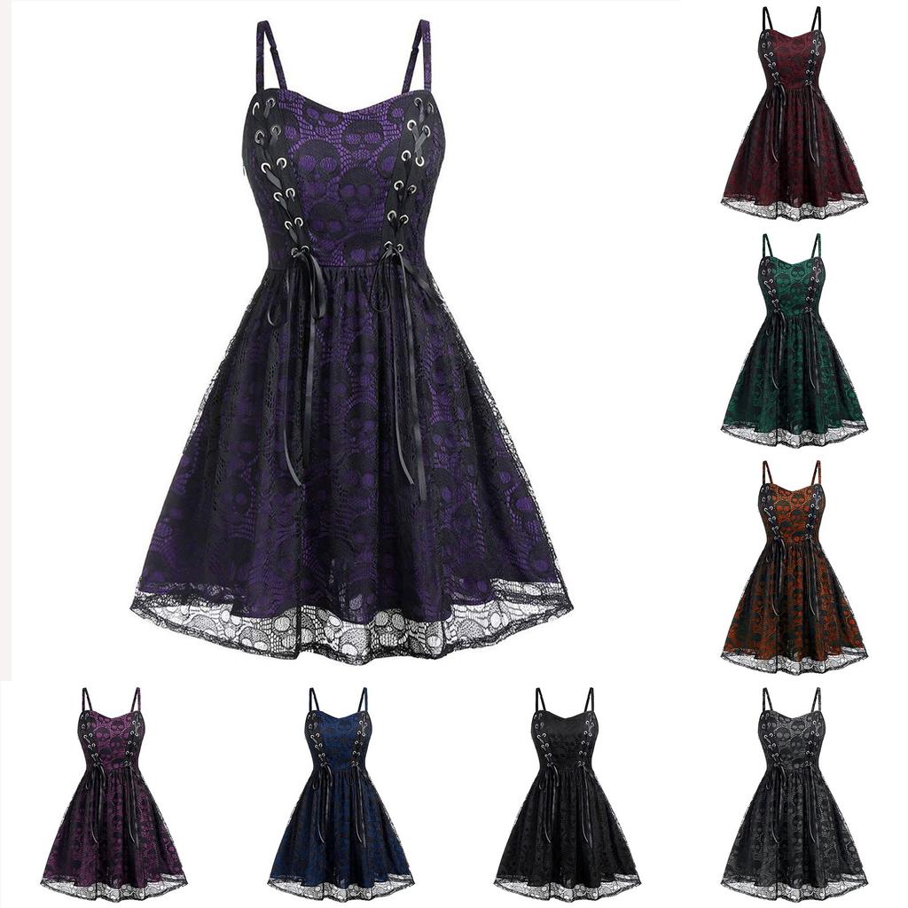 Women's Lace Mesh Halloween Sleeveless Suspender Dress