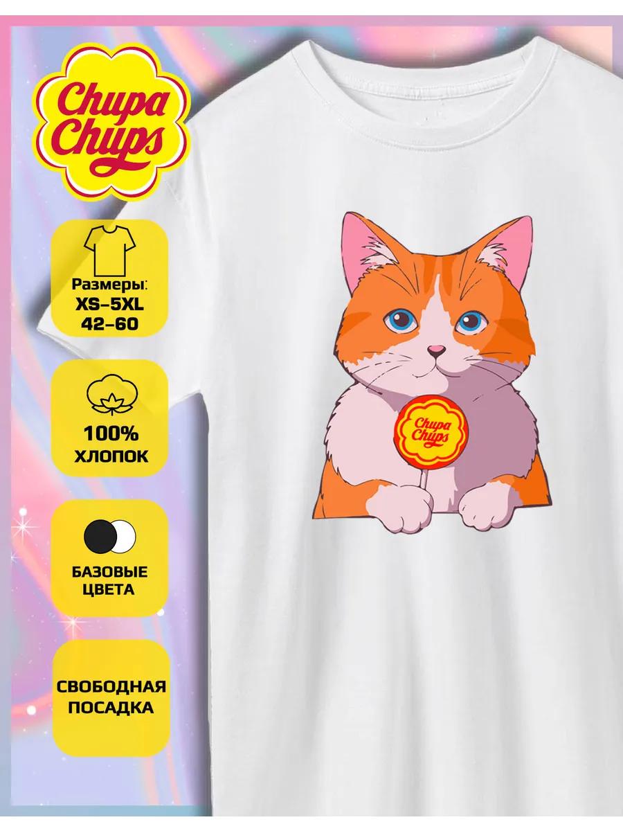 

Футболка с принтом кошки и Chupa Chups 3XL