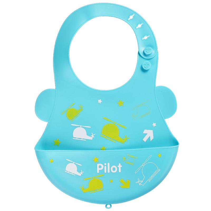 Cute Cartoon Printing Baby Bib Waterproof Edible Silicone Kids Girl Boy Bibs Toddler Adjustable Baby Feeding Stuff Accessories