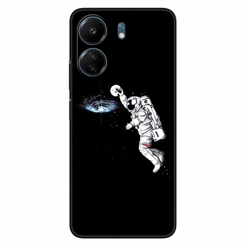 For Xiaomi Redmi 13C 4G Case Animals Painted Black Bumper Silicon TPU Coque for Redmi13C 4G 13 C Shockproof Covers Wolf Soft Bag