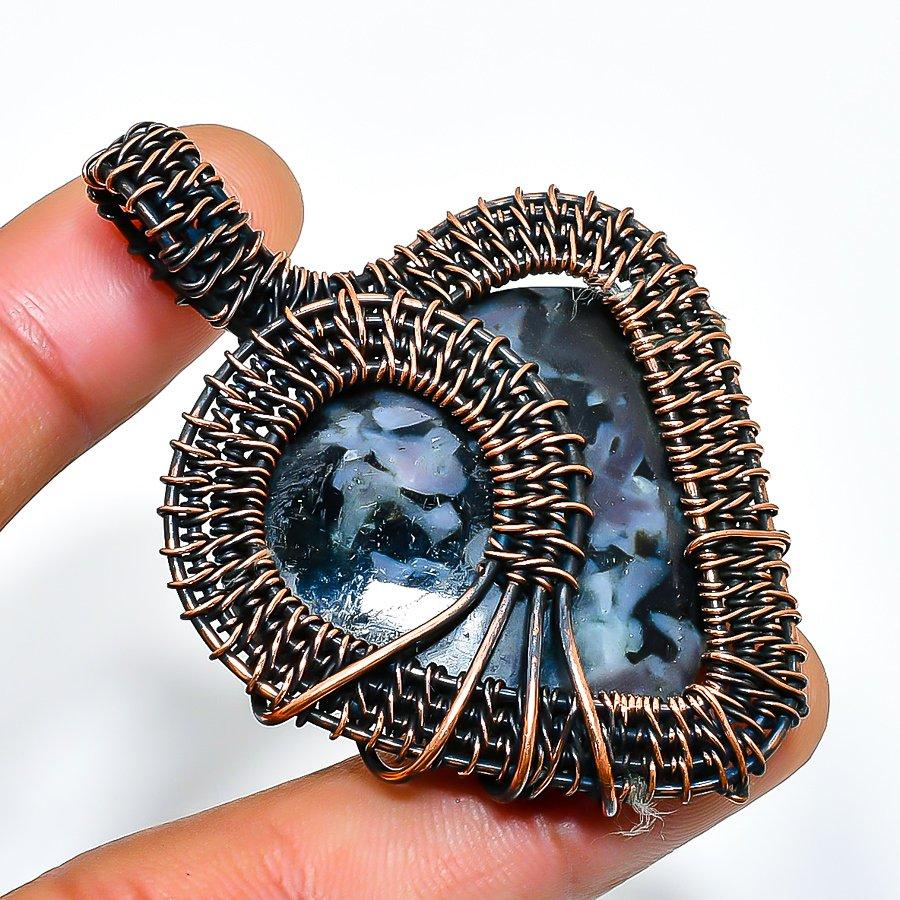 

Merlinite Gemstone Handmade Copper Wire Wrap Jewelry Pendant 1.97 1.97 розовый