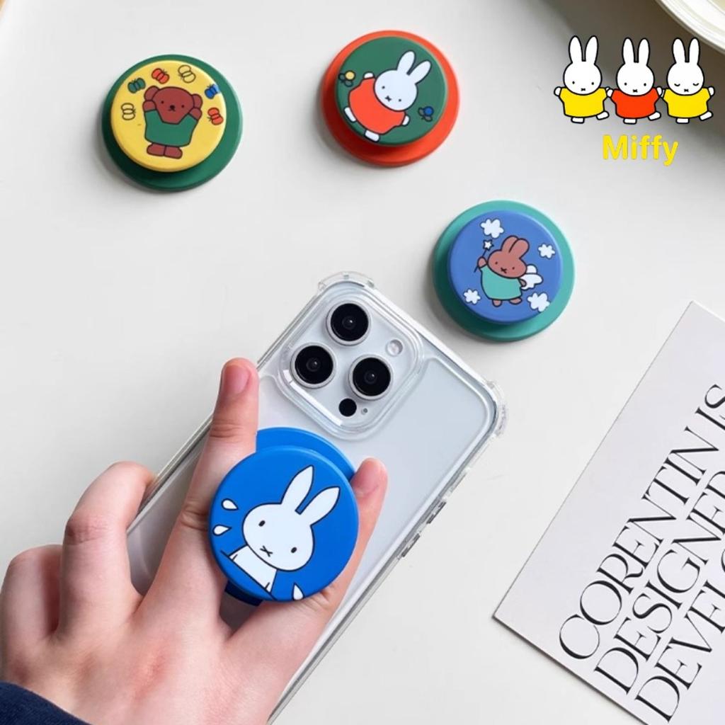 Kawaii Miffy Rabbit Magnetic Phone Stand Matte Circular Cute Cartoon Creative Extendable and Rotatable Phone Stand