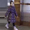 -30℃ Long Style Girls Jacket Winter Solid Color Thick Warm Fashion Hooded Trench Coat for 5-12Y Kids Cotton Down Snowsuit