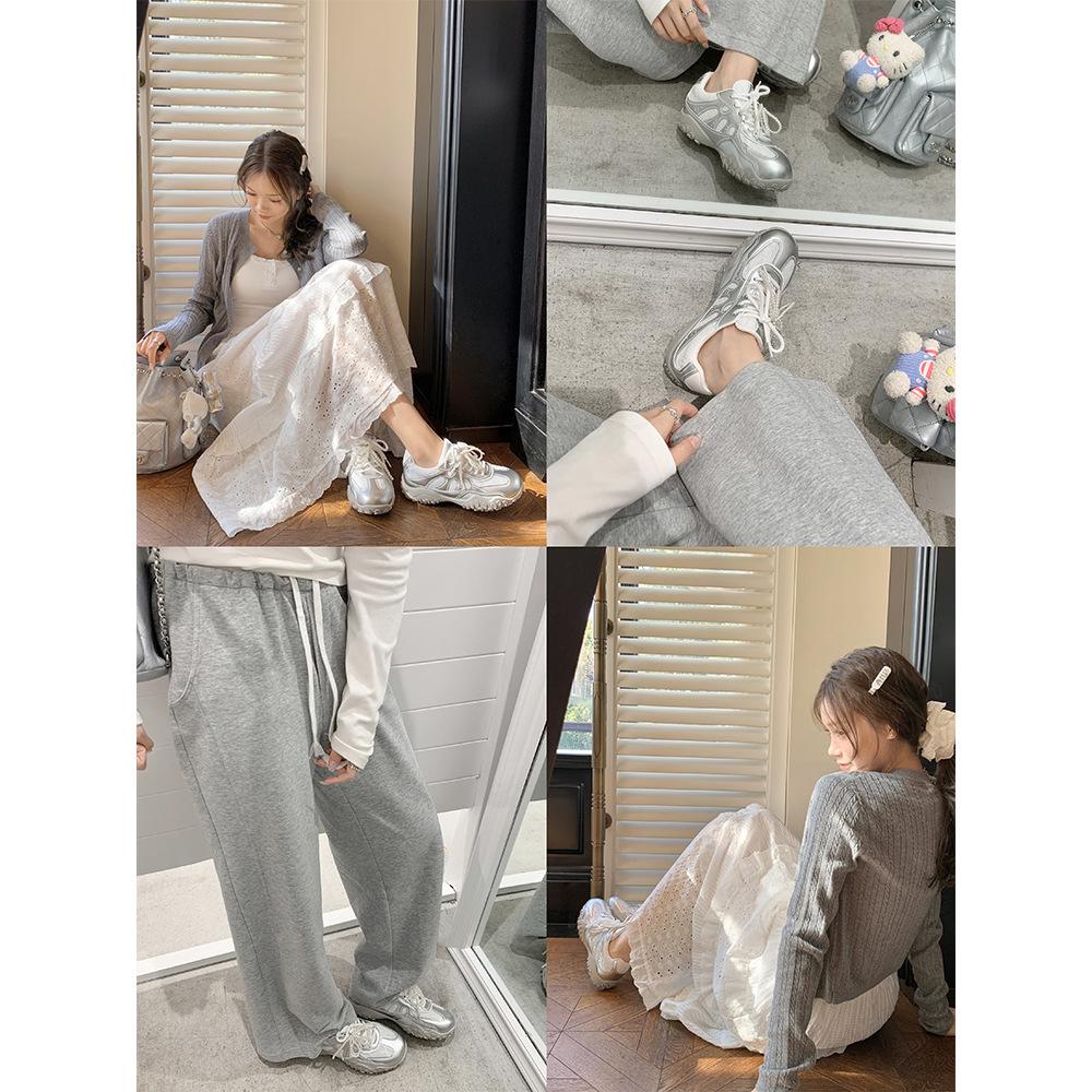 Version cuir de vache~ Une nouvelle couleur arrive, la hauteur intérieure du croissant de lune est augmentée, chaussures d'entraînement moral décontractées en dentelle et perles, pour femmes Forrest G