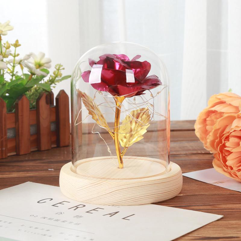 Small 11K glass cover gold foil roses, Christmas and Valentine's Day gifts, creative simulated flower small gifts