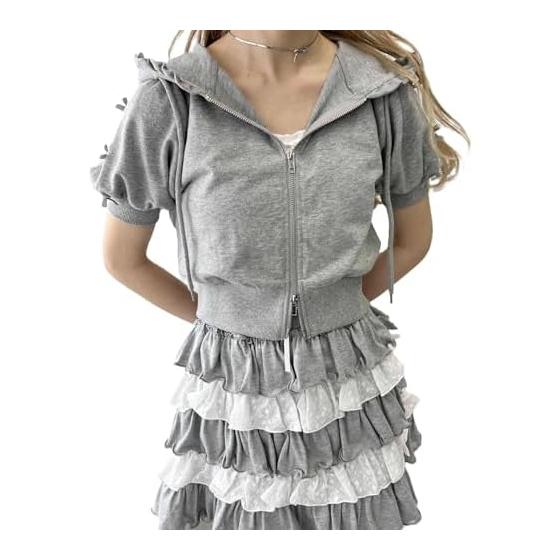 [Wego] PHILLY Mini Ribbon Short Sleeve Cut Parka Women s