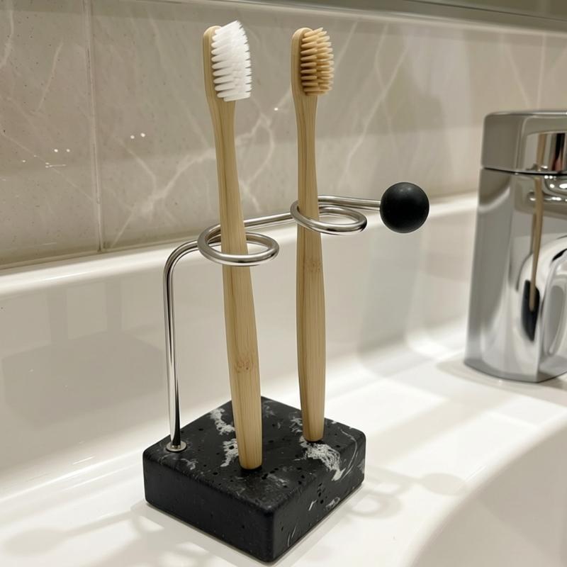 Multipurpose Stainless Steel Toothbrush Holder Bathroom Organizer Waterproof Easy to Clean Modern Design For Home Office