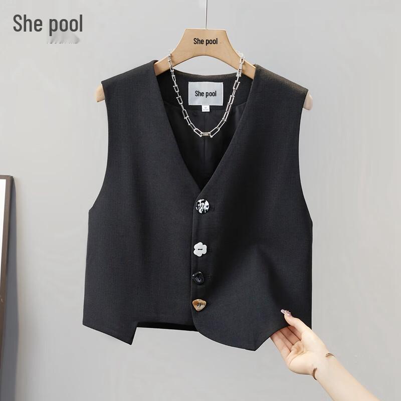 Dámská krátká vesta s výstřihem do V a nepravidelným lemem