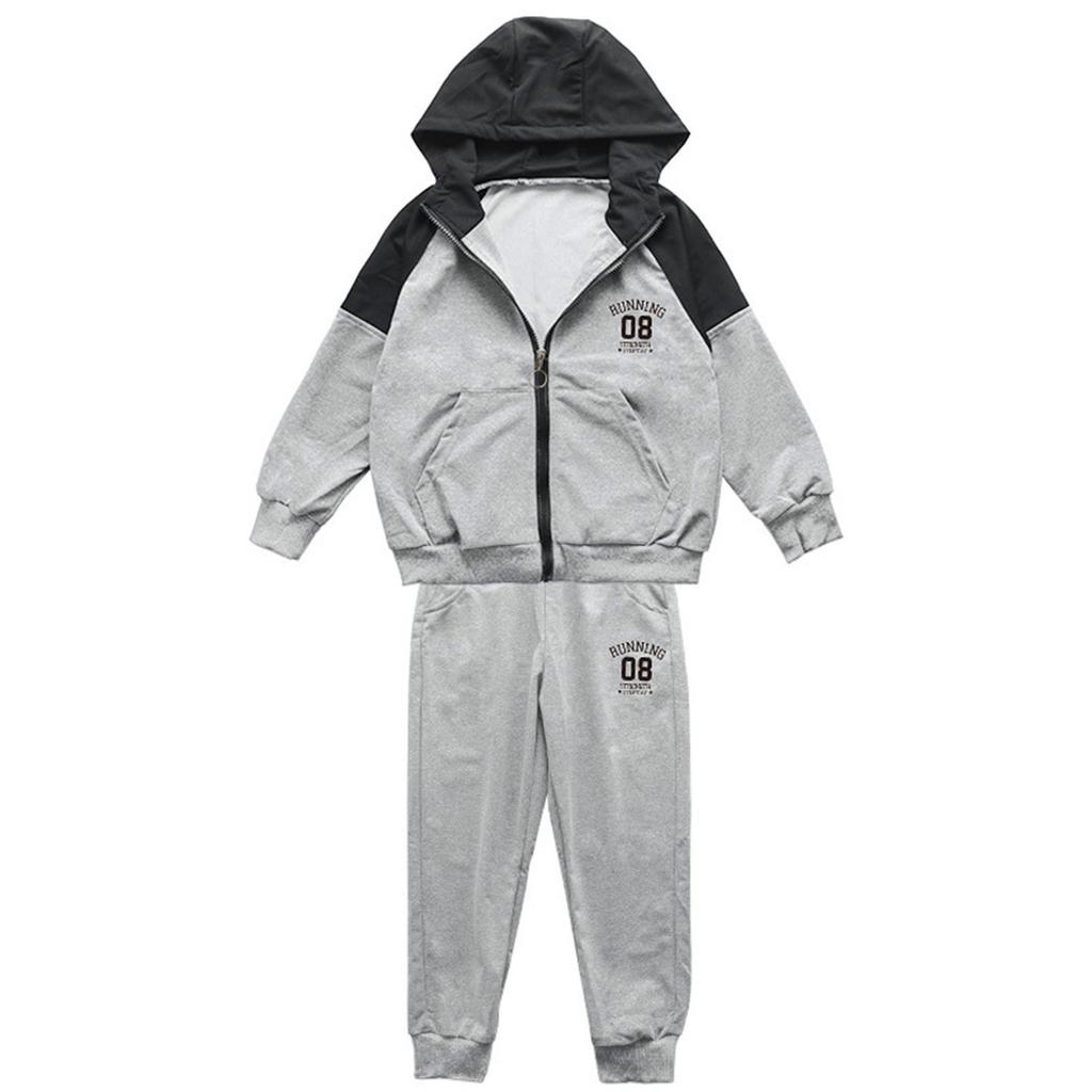 Tuta Color Block per Bambini e Ragazzi con Zip e Cappuccio, Set per Bambini, Giacca Stile Primavera e Autunno per Ragazzi, Cardigan di Taglia Media per Bambini