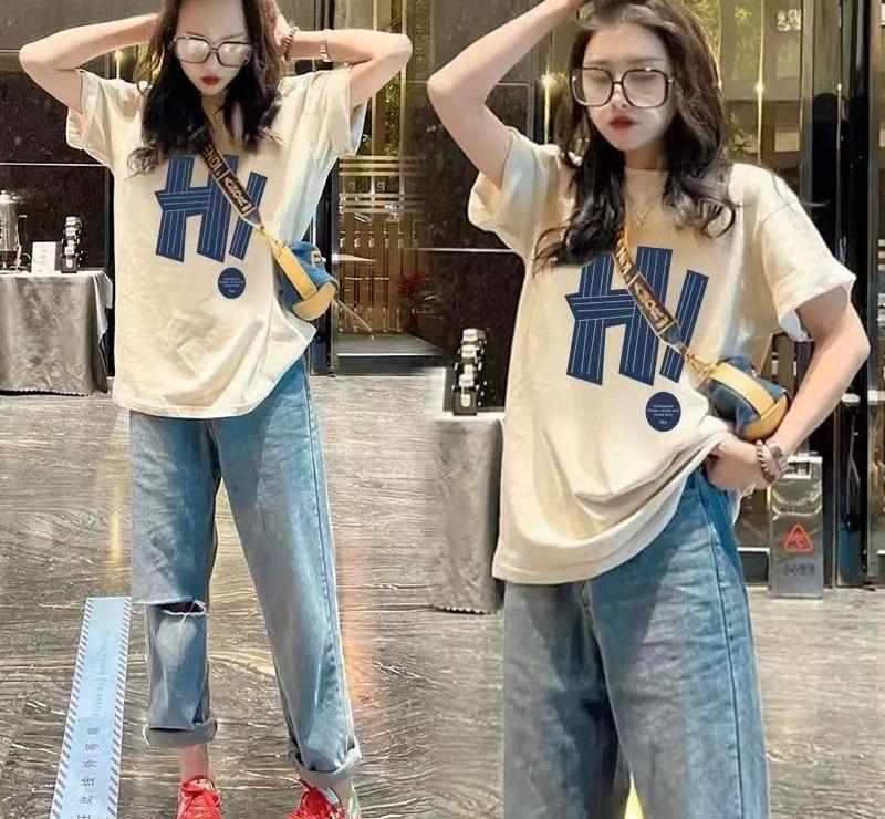 New Fashion O Neck Tops Printing Letter Print Fashion Casual Loose Lovers cotton T Shirt Unisex women clothes