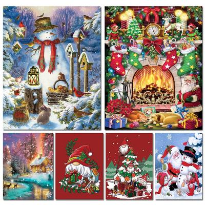Christmas Socks Tree DIY Diamond Painting 5D Full Drill DIY Cross Stitch Kits Santa Claus Snow Scene Diamond Embroidery Decor