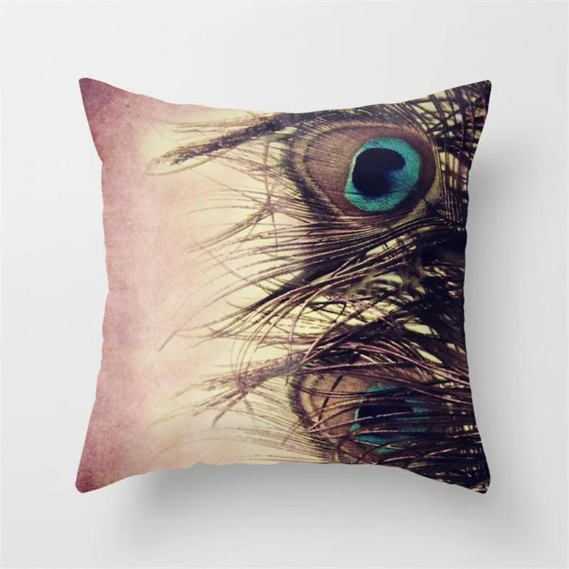 Luxury Peacock Pillow Cover High Quality Printed Home Sofa Cushion  Hotel Coffee Bar Throw