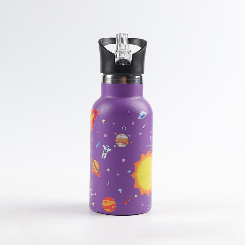 Stainless Steel Double-Wall 12 Oz 350 Ml Insulated Water Bottle Kids School Flasks with Modern Design Handgrip Travel Thermos