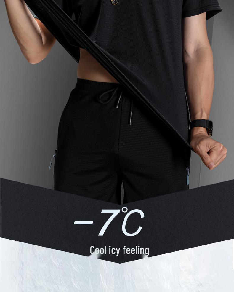 Men's Quick-Dry Ice Silk Mesh T-shirt - Breathable, Lightweight, Short Sleeve for Summer Sports