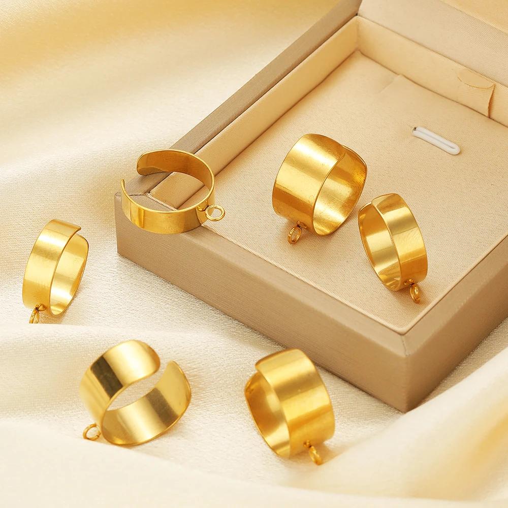 10pcs Stainless Steel Gold Adjustable Open Rings for Jewelry Making with Jump Ring Settings DIY Hip-hop Accessories Supplies