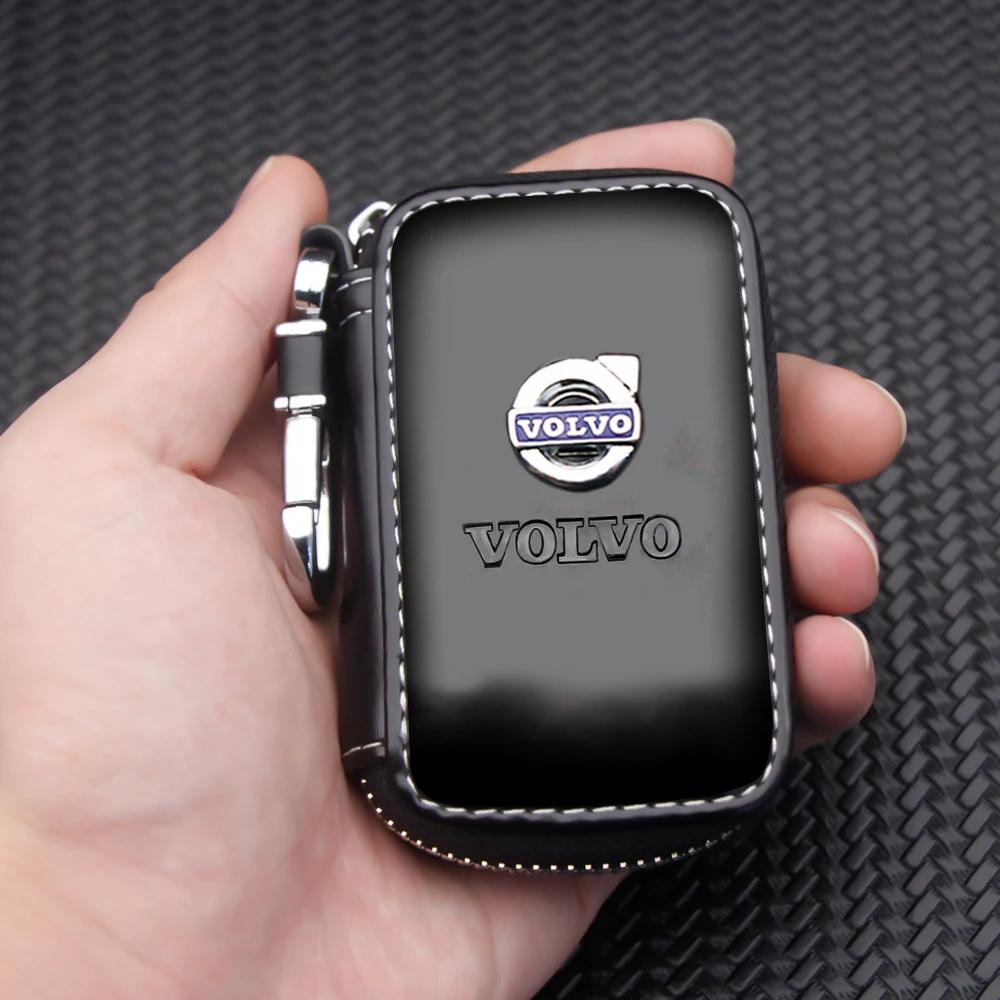 Leather Car Key Case Pouch Multifunctional Keychain Bag Organizer Key Holder For Volvo XC70 V60 XC60 XC90 V50 S60 V90 V40 S40 KD8