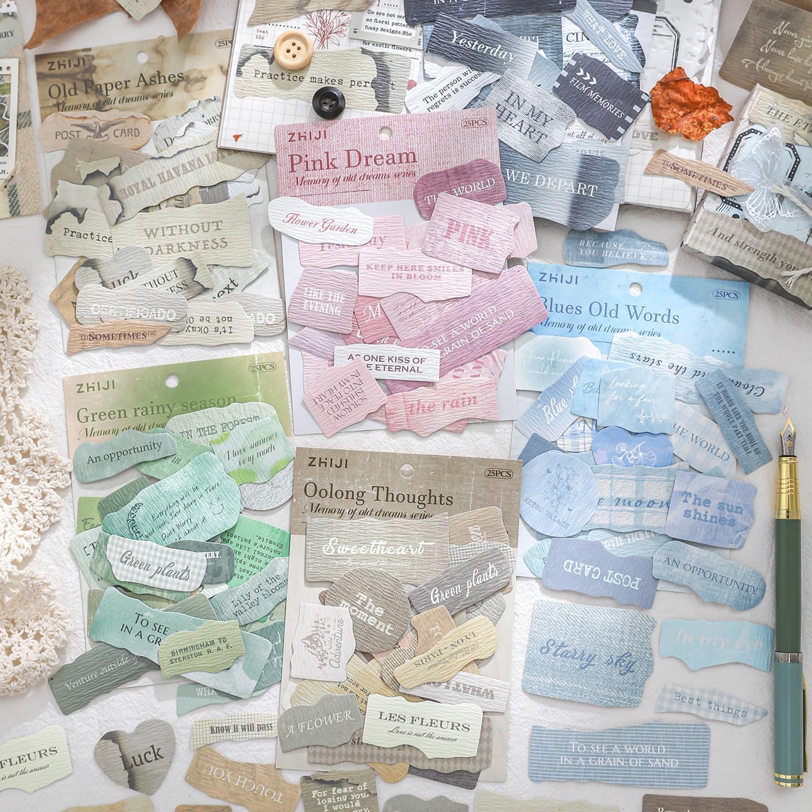 

Assorted Sticker Collage Paper Paper Adult Large English Colorful Materials, Retro, Stylish, Cute, Miskepaa, Crafts, Girls, Stickers, Stickers, Books,