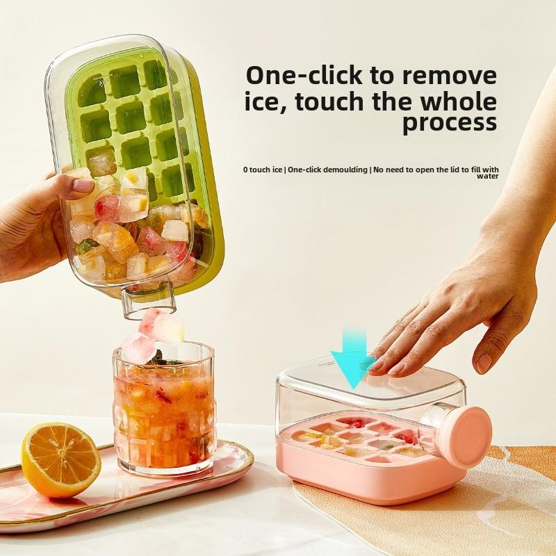 Reusable Ice Storage Box with Lid Portable Pressing Ice Cube Mold Square Fruit Ice Cube Maker Trays Home & Bar Tools Accessories