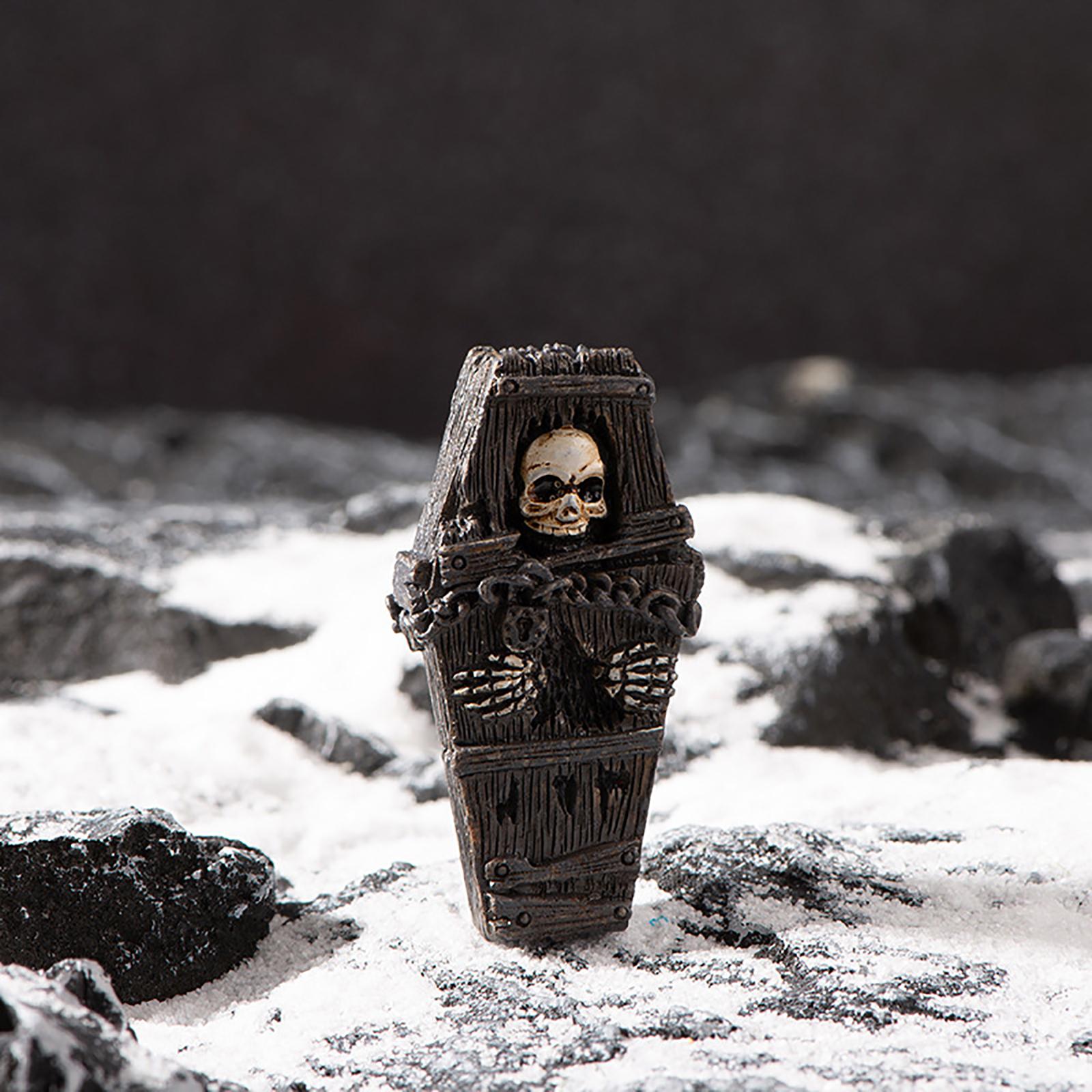 

Міні 3D Horror Halloween Raven Tombstone Skull Series Resin Hallowmas Doll House Аксесуари своїми руками