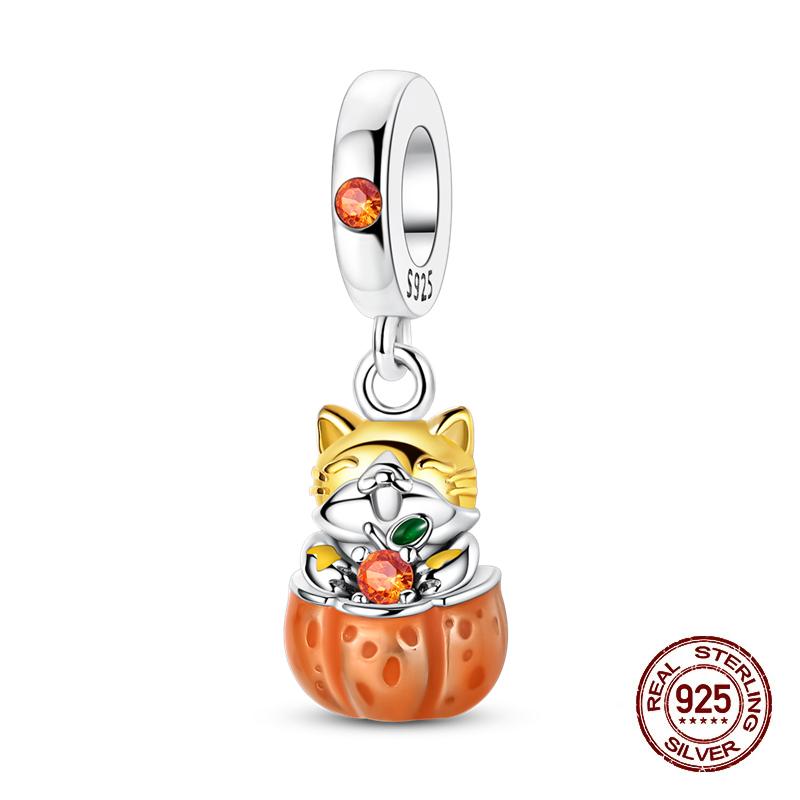 Autumn Charms Copper Brown Squirrel Pumpkin Bees Charms Beads Fit 3Mmoriginal Bracelets Diy Jewelry Warm Gifts