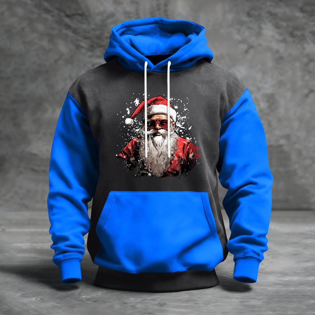 Herren Weihnachten Print Colorblock Kapuzenpullover Lässig Sport Komfort Sweatshirt