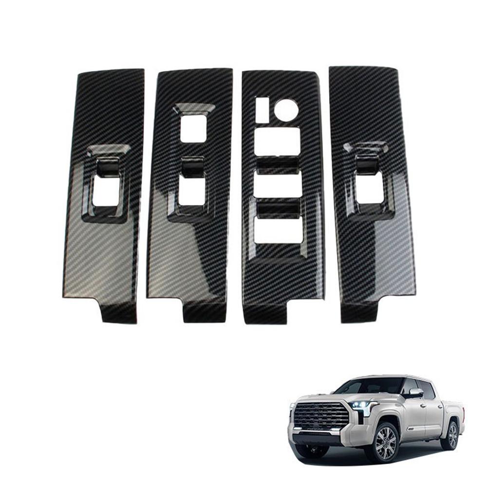4X Carbon Fiber Look Inner Window Switch Panel Cover Trim For Toyota Tundra 2022 2023