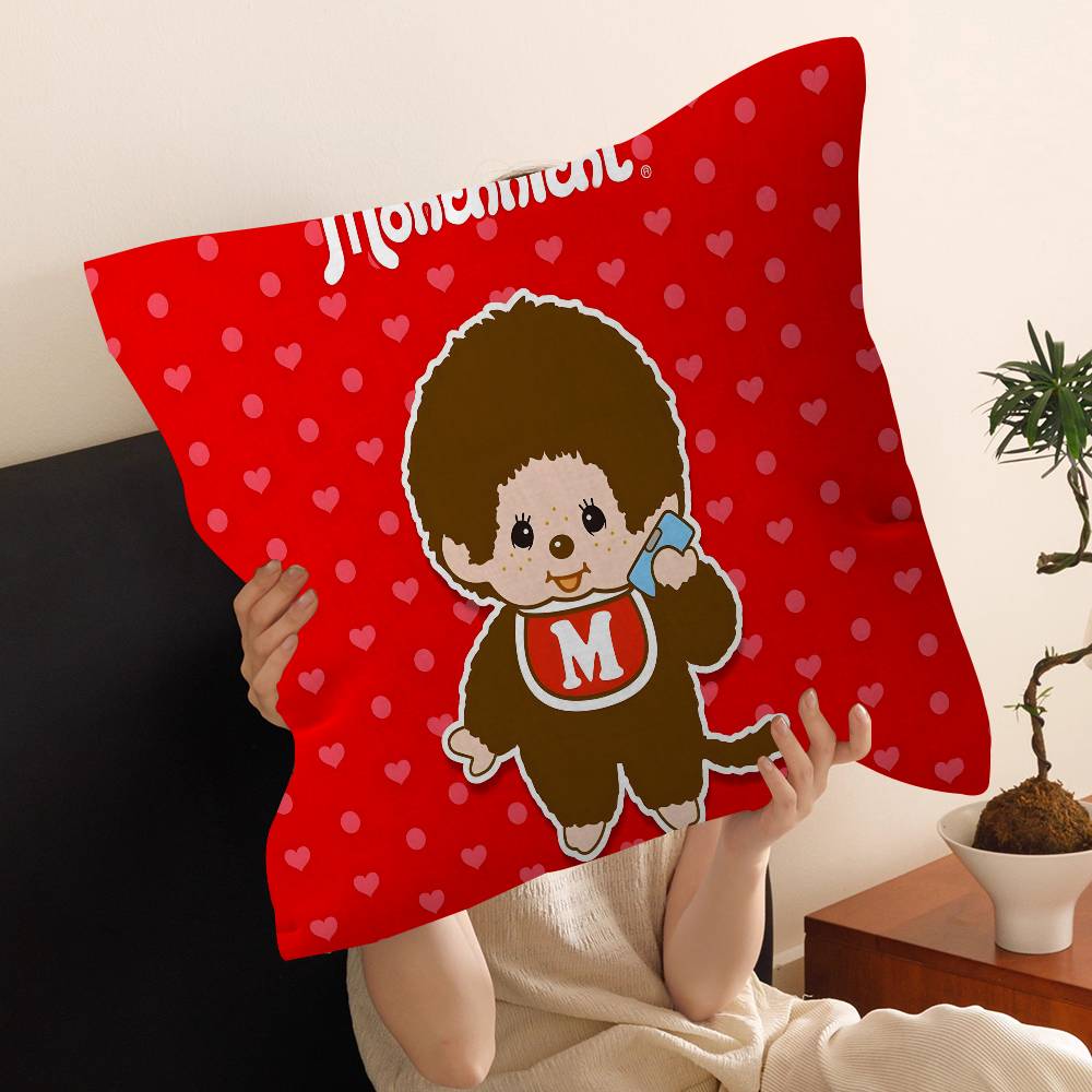 Anime M-Monchhichi Cushion Cover Car Throw Pillow Case For Sofa Car Christmas Gift 40x40cm 45x45cm