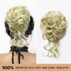ALAN EATON Claw Clip Messy Bun Hair Piece for Women BLonde Synthetic Wavy Curly Ponytail Hairpiece for Daily Wear Multi-color Option 10 Inch