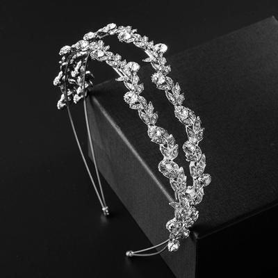 Fascia per capelli semplice da donna, tiara, per matrimonio, con strass