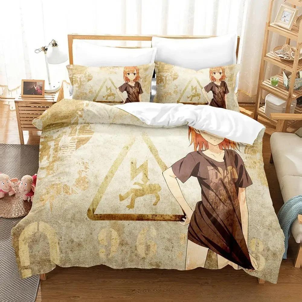 New Misaka Mikoto Bedding Set Single Twin Full Queen King Size Bed Set Adult Kid Bedroom Duvet cover Sets 3D Anime Bed Sheet Set