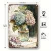Vintage Hydrangea Flowers Art Decorative Metal Sign - Waterproof Wall Hanging Plaque for Home, Garden, Farmhouse - English Langu