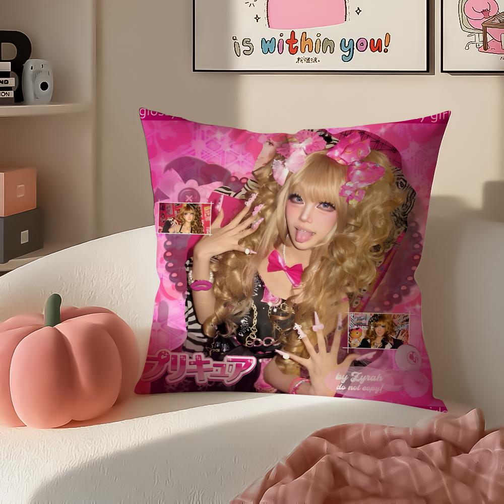 

Trendy Japanese Fashion GGyaru Cushion Cover Pillowcase Short Plush Invisible zipper Room Sofa Cushion Cover 30X30cm