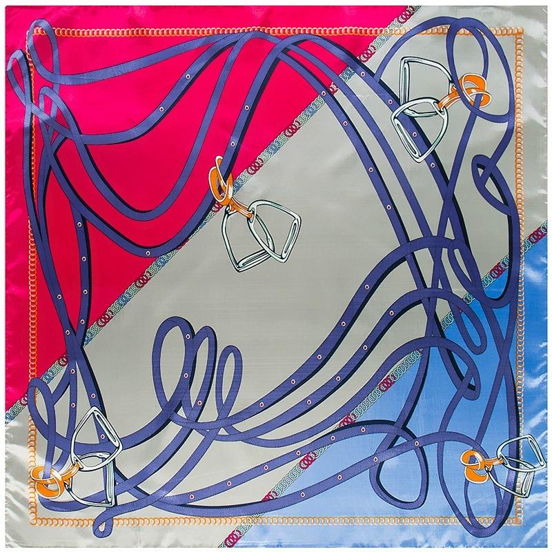 90*90cm Luxury Women Imitation Silk Chain Scarfs Female European Style Square Scarves Spring Summer Shawls For Ladies