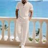2026 Men's European & American Summer Henley T-Shirt + Drawstring Pants Set
