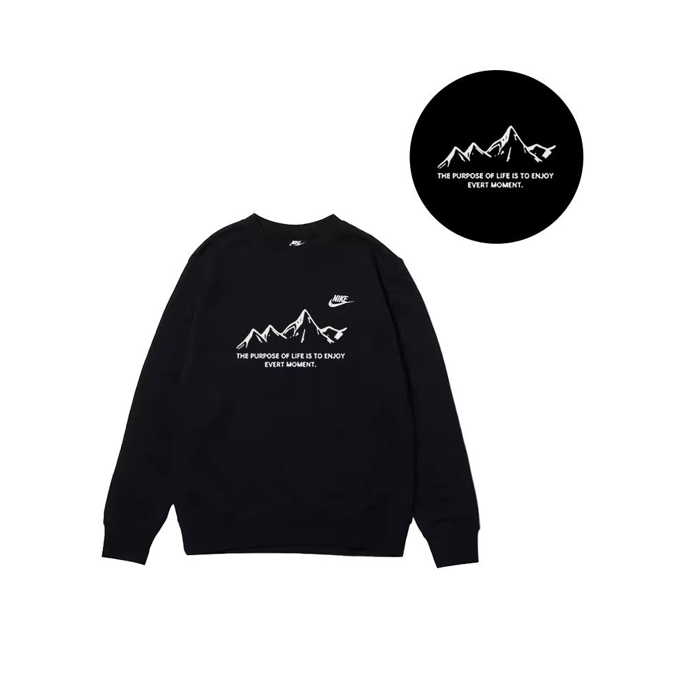 Nike Módní venkovní všestranná jednobarevná mikina s logem s písmenem, kulatým výstřihem a dlouhým rukávem, unisex mikina, černá BV2667-010(TEAM1061-3.3.12)