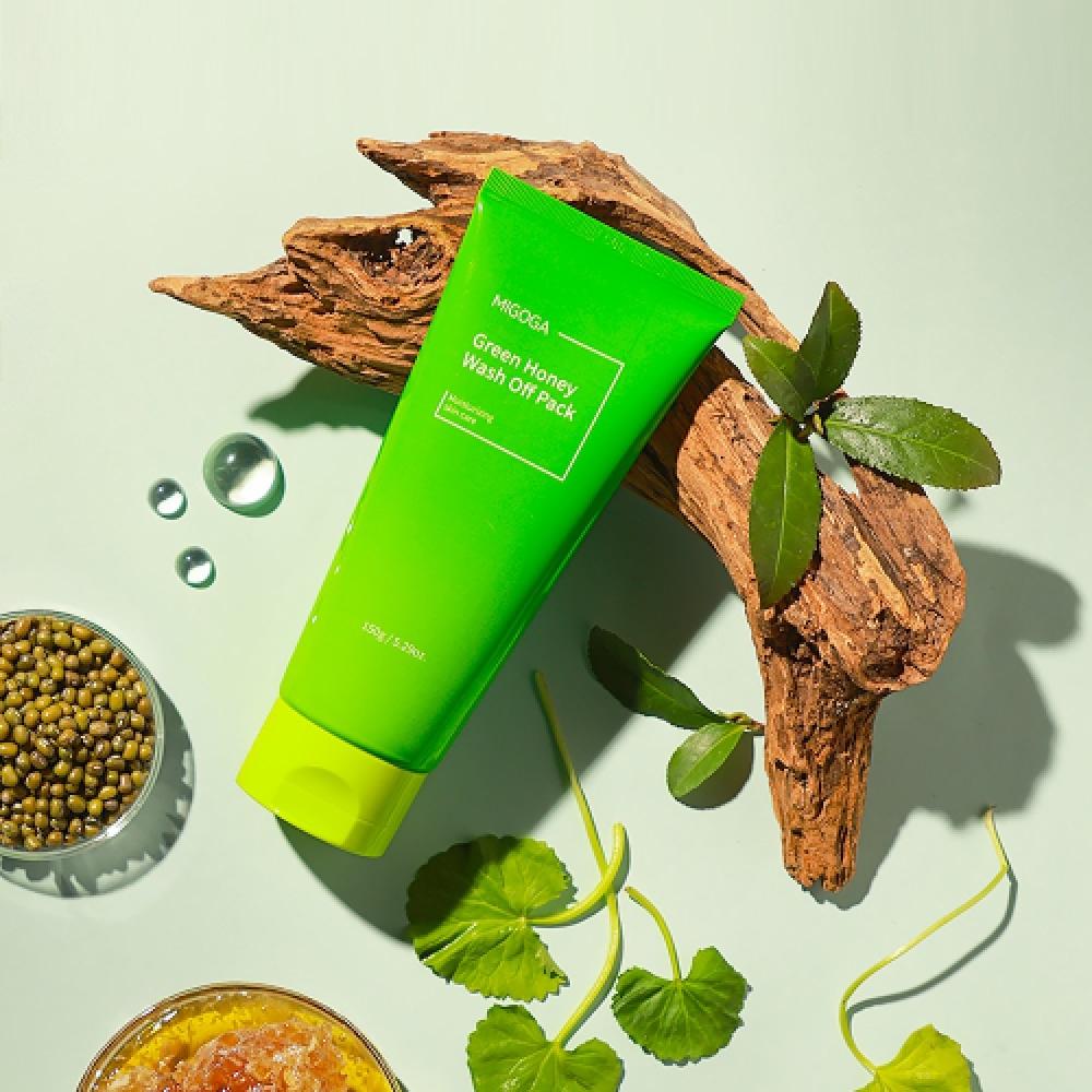 Migoga [large Capacity] Green Honey Pack 150g 2 Packs  Mung Bean Cucumber Honey Pack Lim Chaewon Wash Off Pack FREE