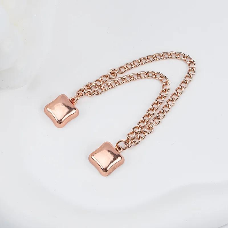 Multi-Function Magnetic Clothing Clip with Chain Metal Buttons Clip Clothes Scarf Trouser Legs Cuff Fixing Magnet Buckles