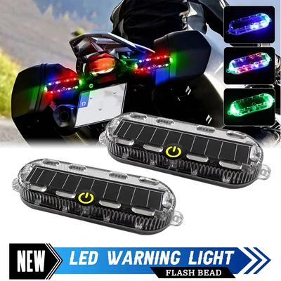1/4pcs Car Motorcycle LED Solar Strobe Light Waterproof for Motorcycle Car Bike Truck Anti-collision Warning Light Signal Lamp