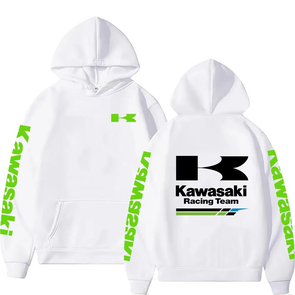 Women's Casual Fashion Pullover Couple Street Sweatshirts Spring and Autumn Men's Kawasaki Motorcycle Logo Print Sports Hoodies