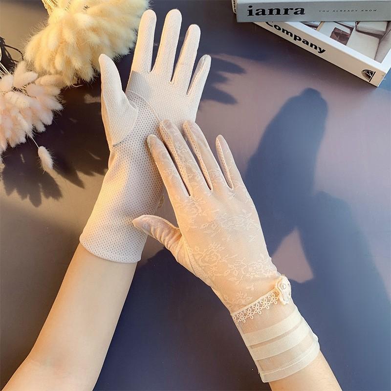 Sunscreen Lace Gloves Spring Bow Touch Screen Gloves Ladies Driving Breathable Outdoor Shade Cycling Summer Gloves