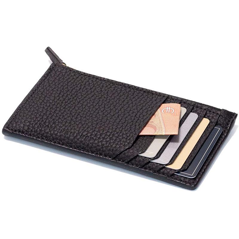 Women's Japanese Korean Style Multi-Card Cowhide ID Holder with Zipper Coin Purse