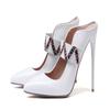 New Luxury Naked Pumps Women High Heels12cm Thin Heels Pointed Toe Patent Leather Woman Shoes Professional Shoes Size 47