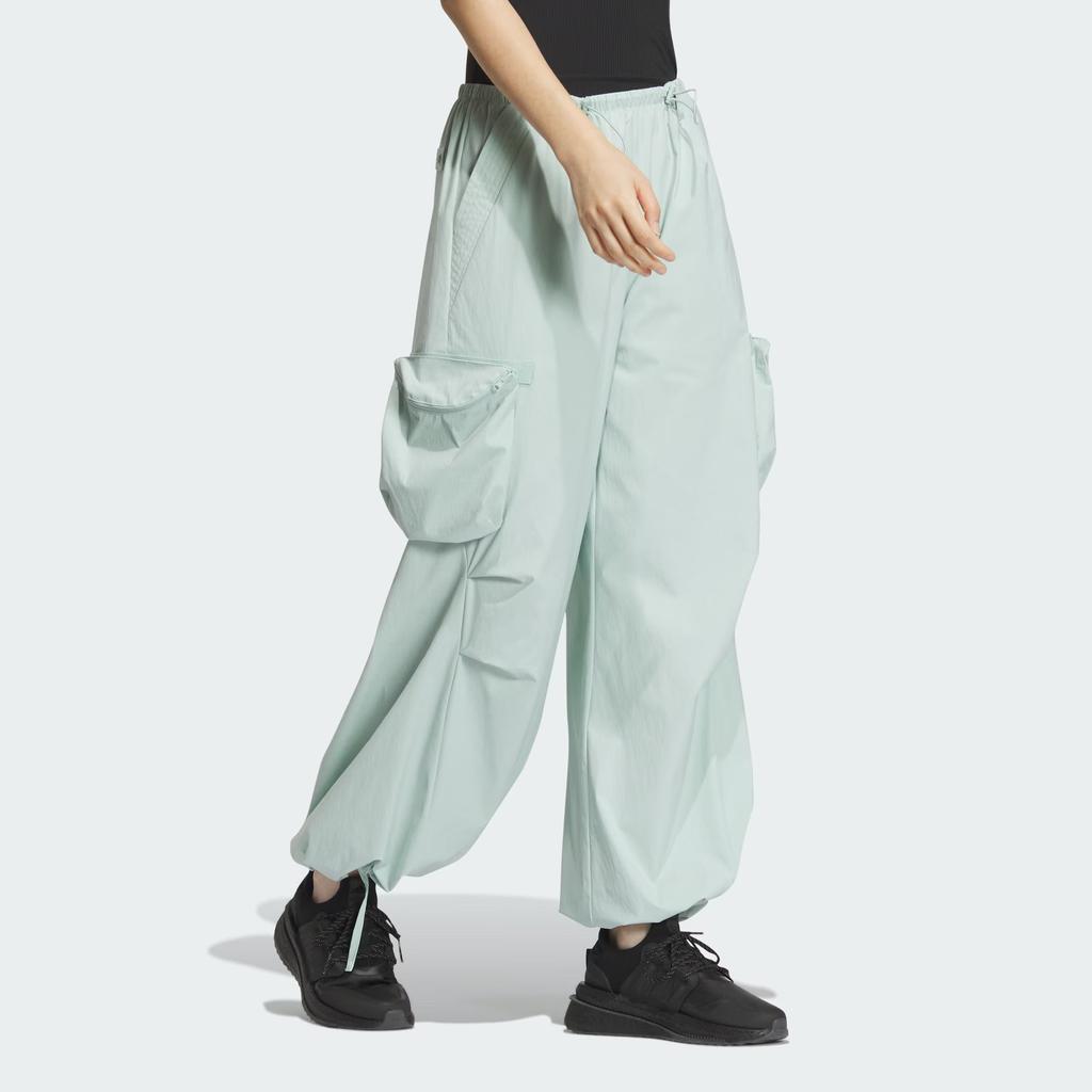 Adidas Future Style Woven Pants Solid Color Cargo Pocket Loose Woven Sports Pants Women Pants Light-Green JD9900