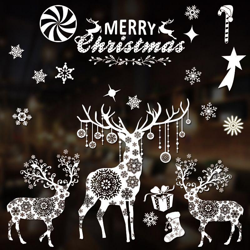 2020 Christmas Merry Window Wall Sticker Decals Snowflake Santa Claus Decor Xmas